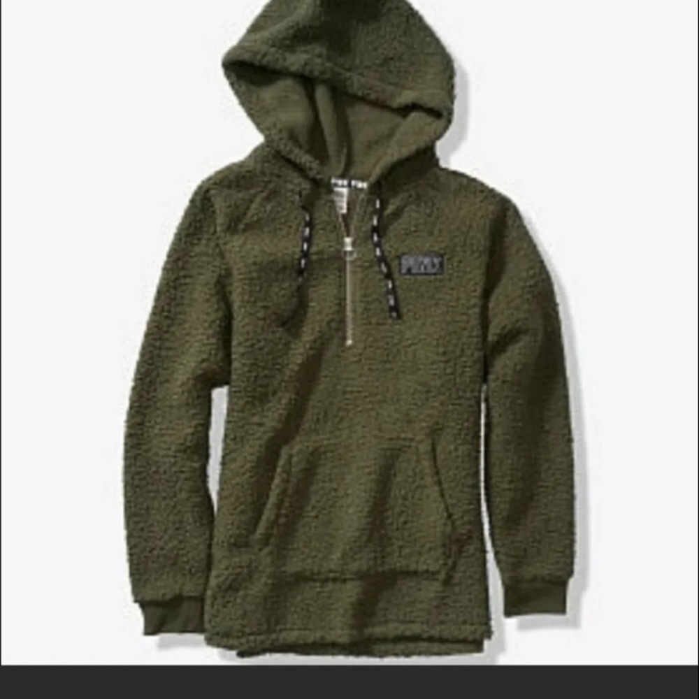 VS Pink Sherpa Half Zip Hoodie